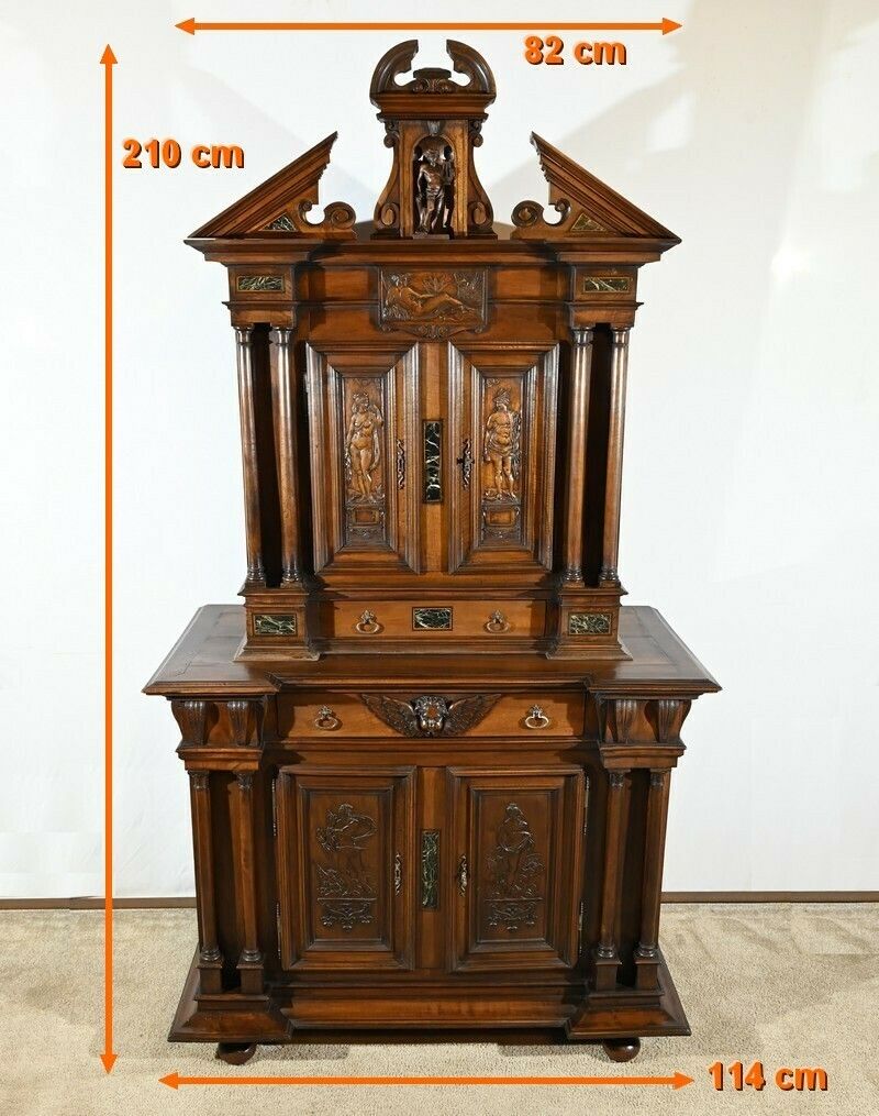 Small Two Body Buffet In Solid Walnut, Renaissance Style – Mid 19th Century photo furniture