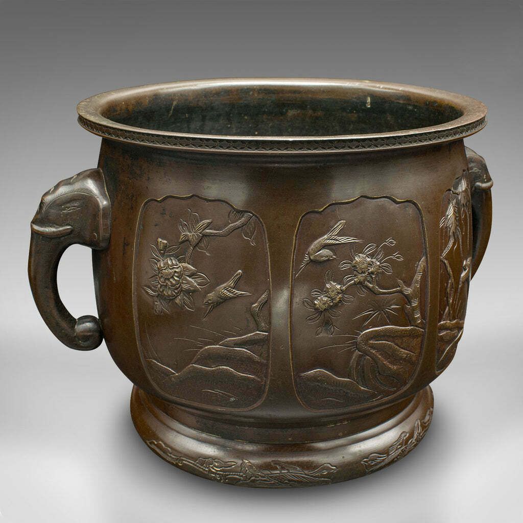 Antique Planter, Japanese, Bronze, Decorative Jardiniere, Edo, Victorian, C.1860