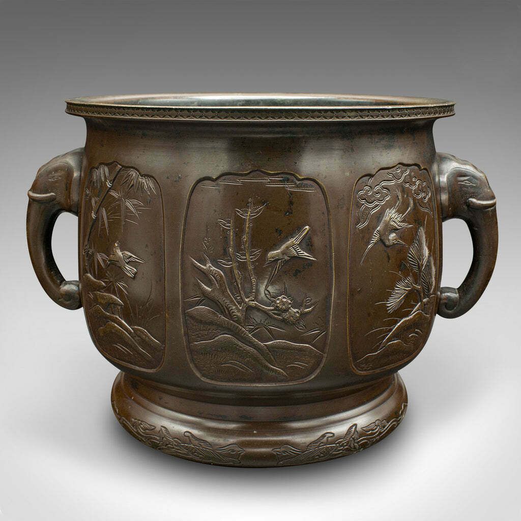 Antique Planter, Japanese, Bronze, Decorative Jardiniere, Edo, Victorian, C.1860 photo for sale