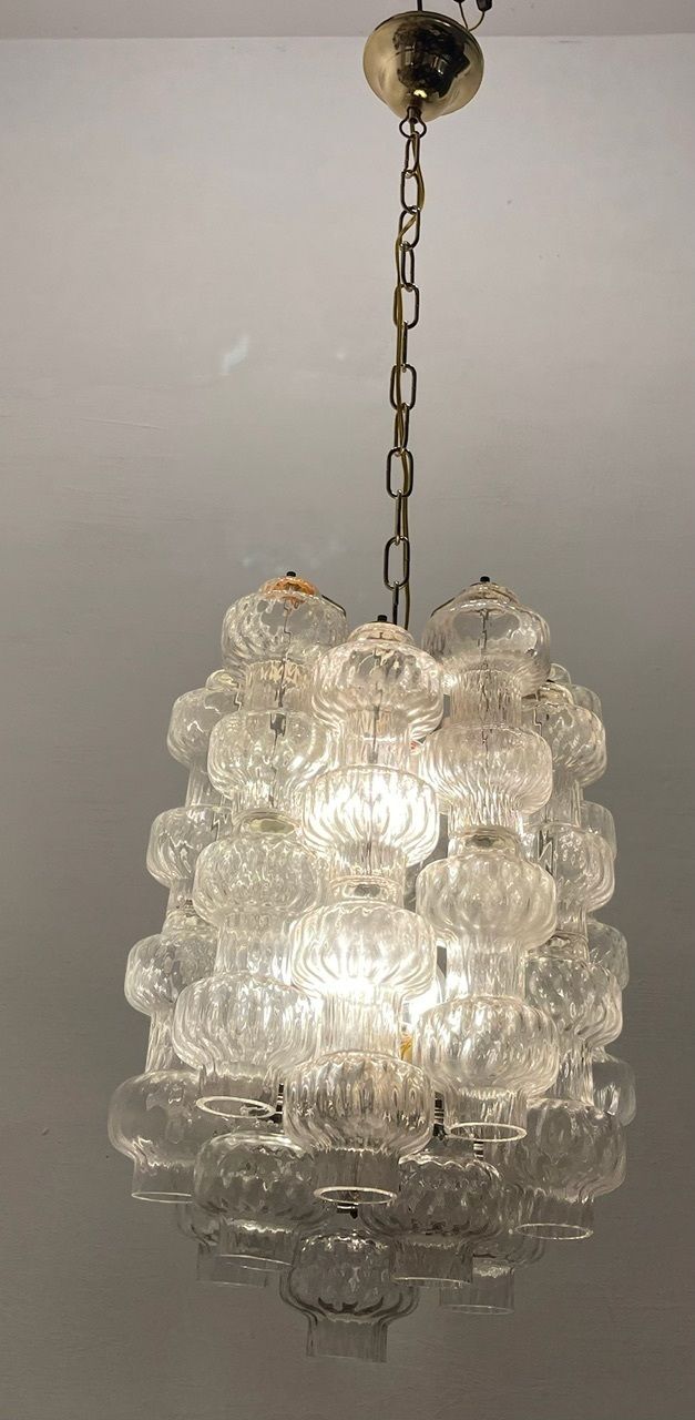 Iconic Murano Glass Barbell Chandelier By Venini 1960’s photo furniture