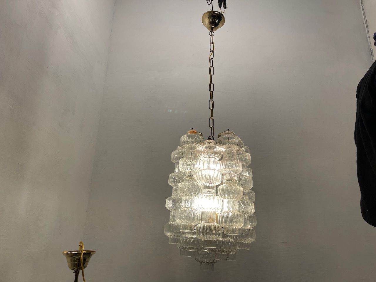Iconic Murano Glass Barbell Chandelier By Venini 1960’s photo vintage