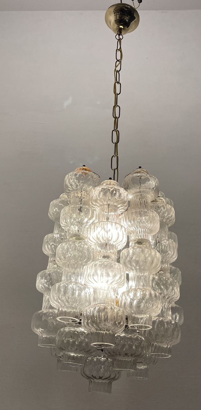 photo vinterior Iconic Murano Glass Barbell Chandelier By Venini 1960’s
