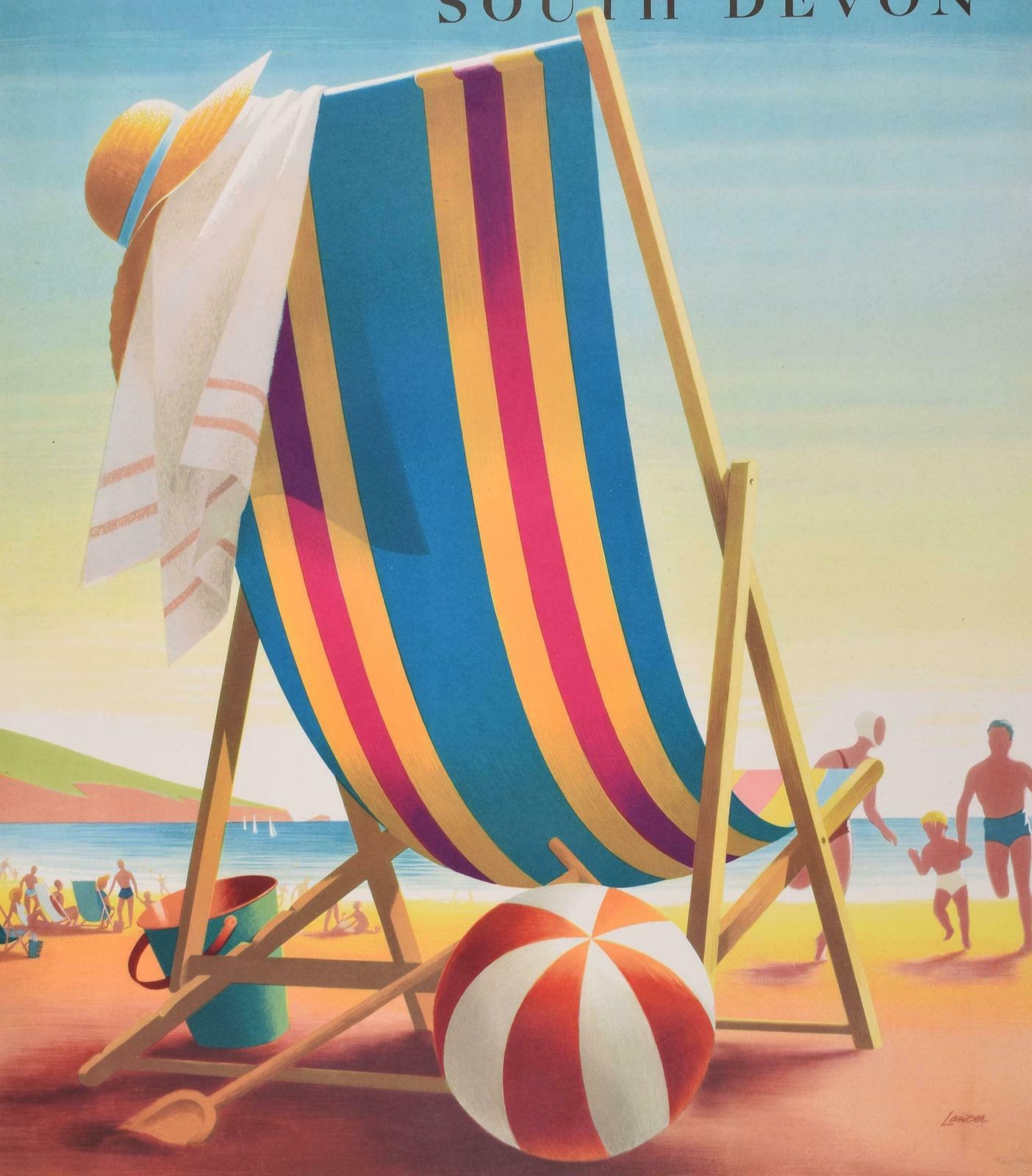 Reginald Lander Paignton, South Devon Original Vintage Tourism Poster By Reginald Lander 1956 photo Art