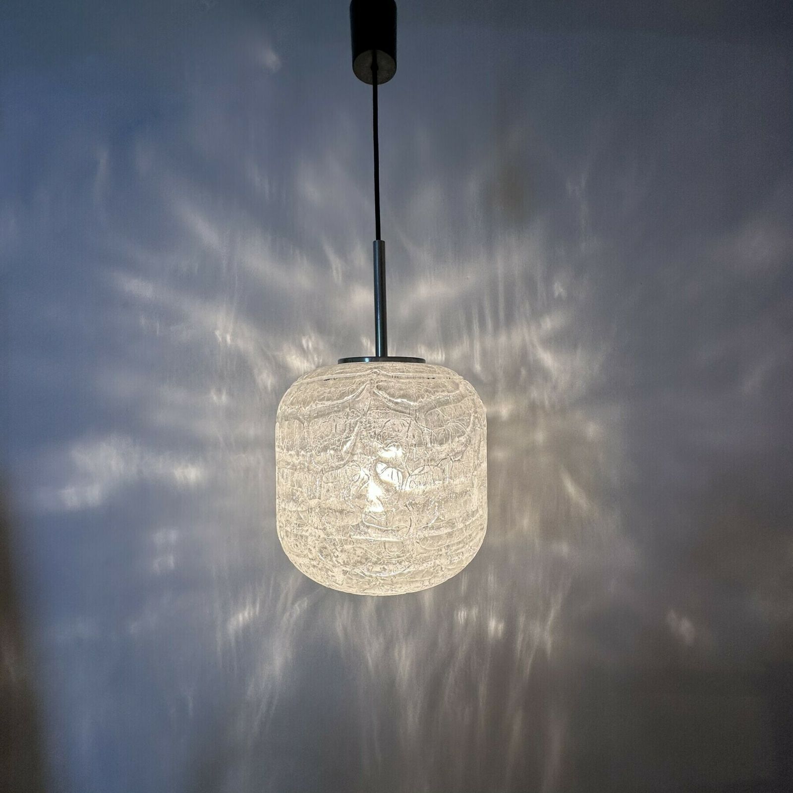 Rare Mid Century Doria Leuchten Glass Hanging Lamp , 1970’s photo for sale