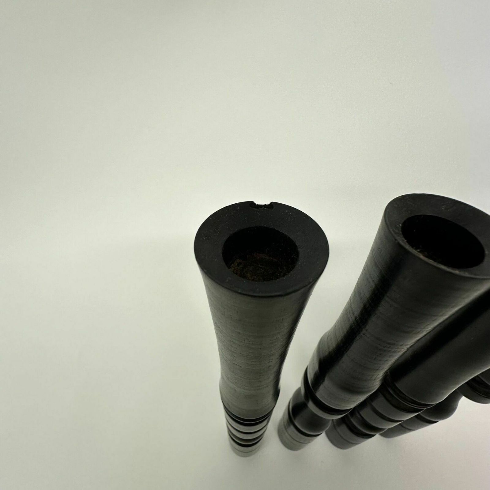 Set Of 4 Ebony Hand Turned Wooden Edwardian Candle Sticks , 1900’s photo vinterior