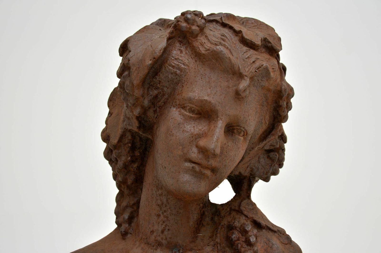 Antique Cast Iron Bust Of A Young Woman photo Art
