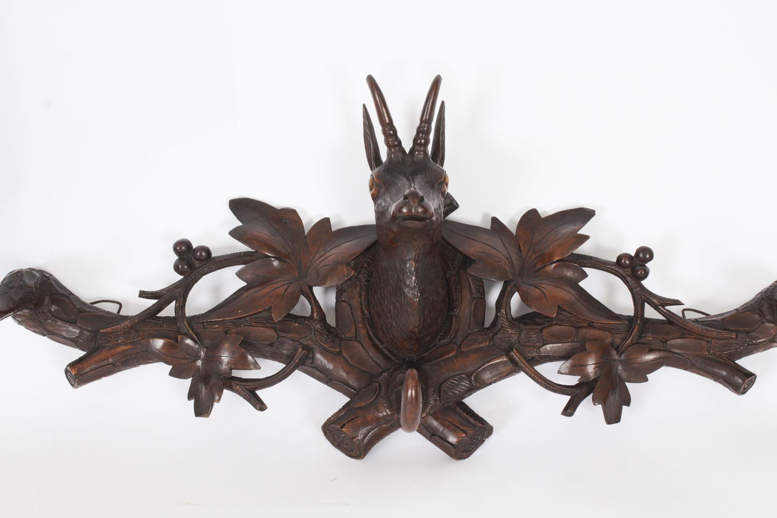 photo for sale Antique Hand Carved Black Forest Chamois Goat's Head Hat & Coat Rack 19th C