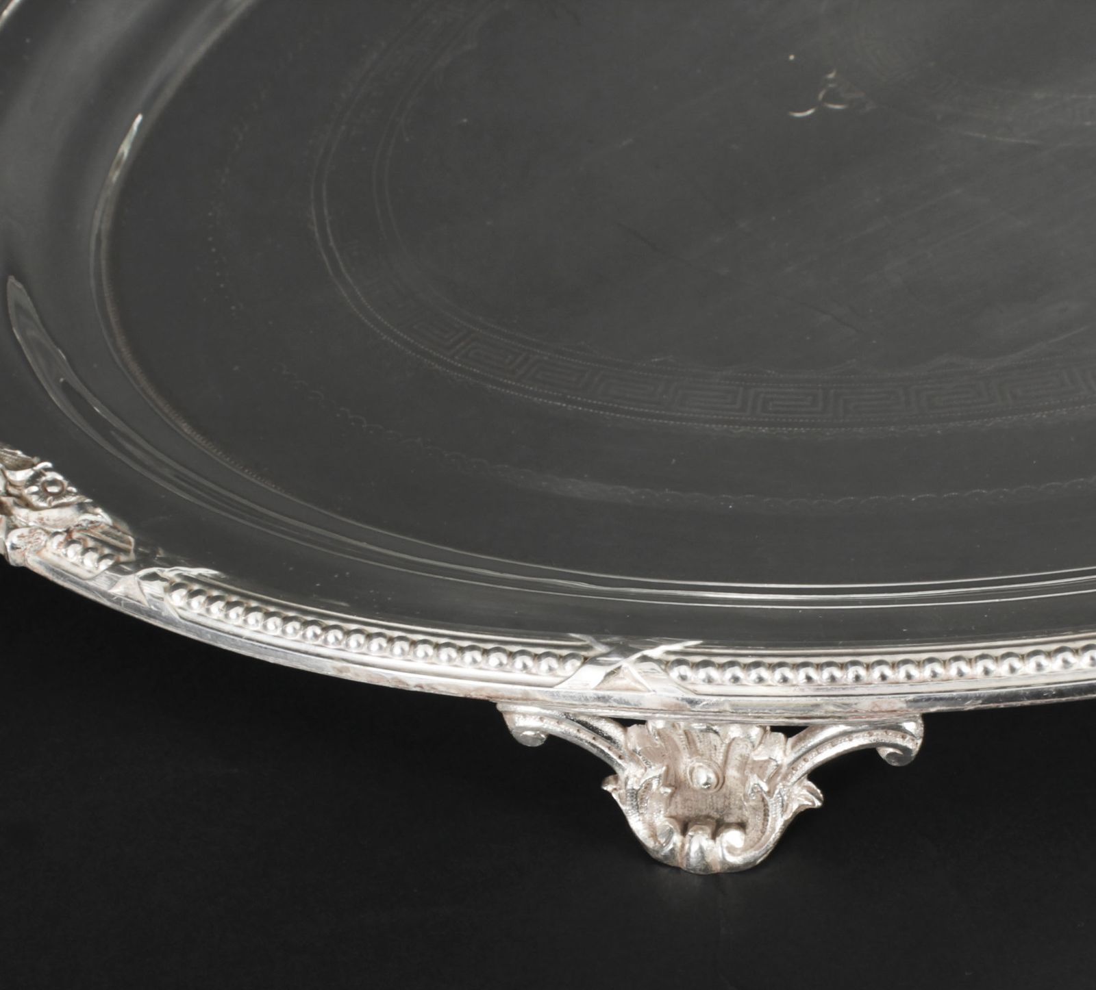 Antique Large German Oval Silver Plated Tray Peters Hamburg 19th C photo vinterior