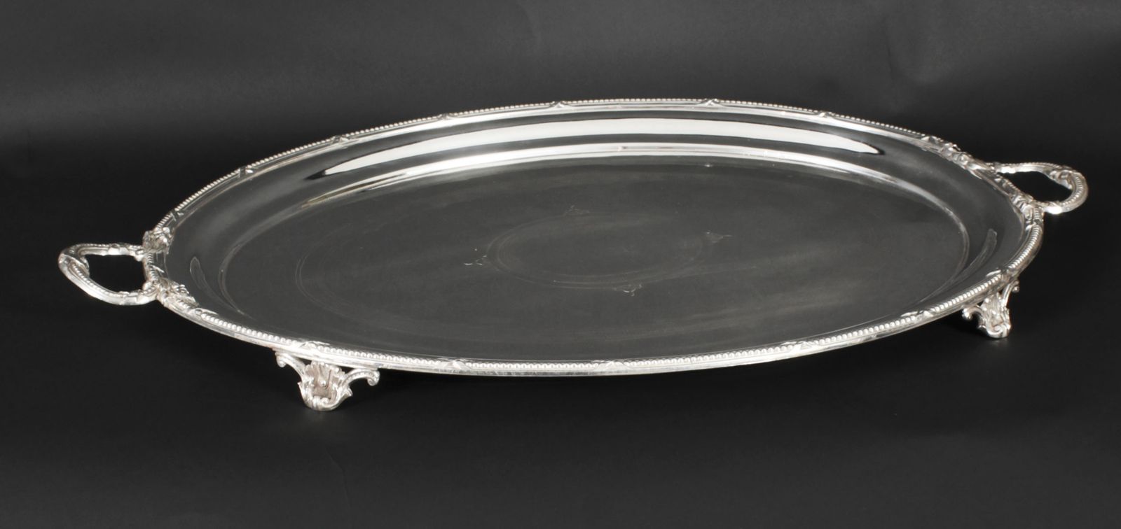 photo buy Antique Large German Oval Silver Plated Tray Peters Hamburg 19th C