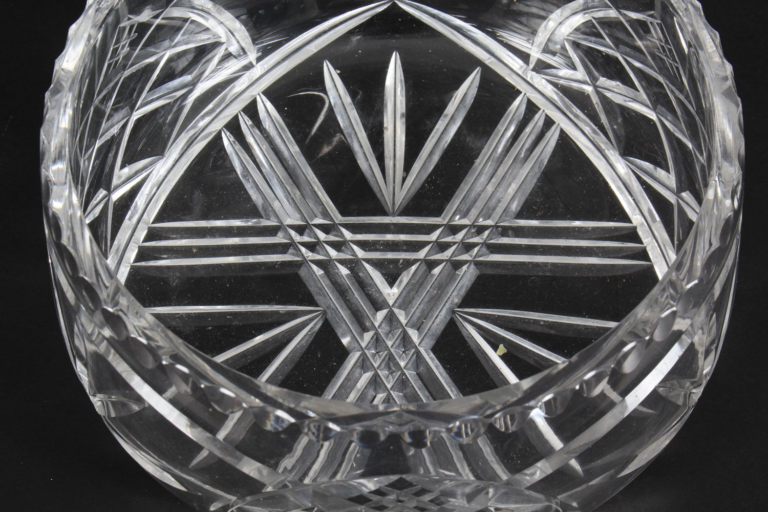 Vintage Cut Glass Crystal Bowl 20th C photo 85.0