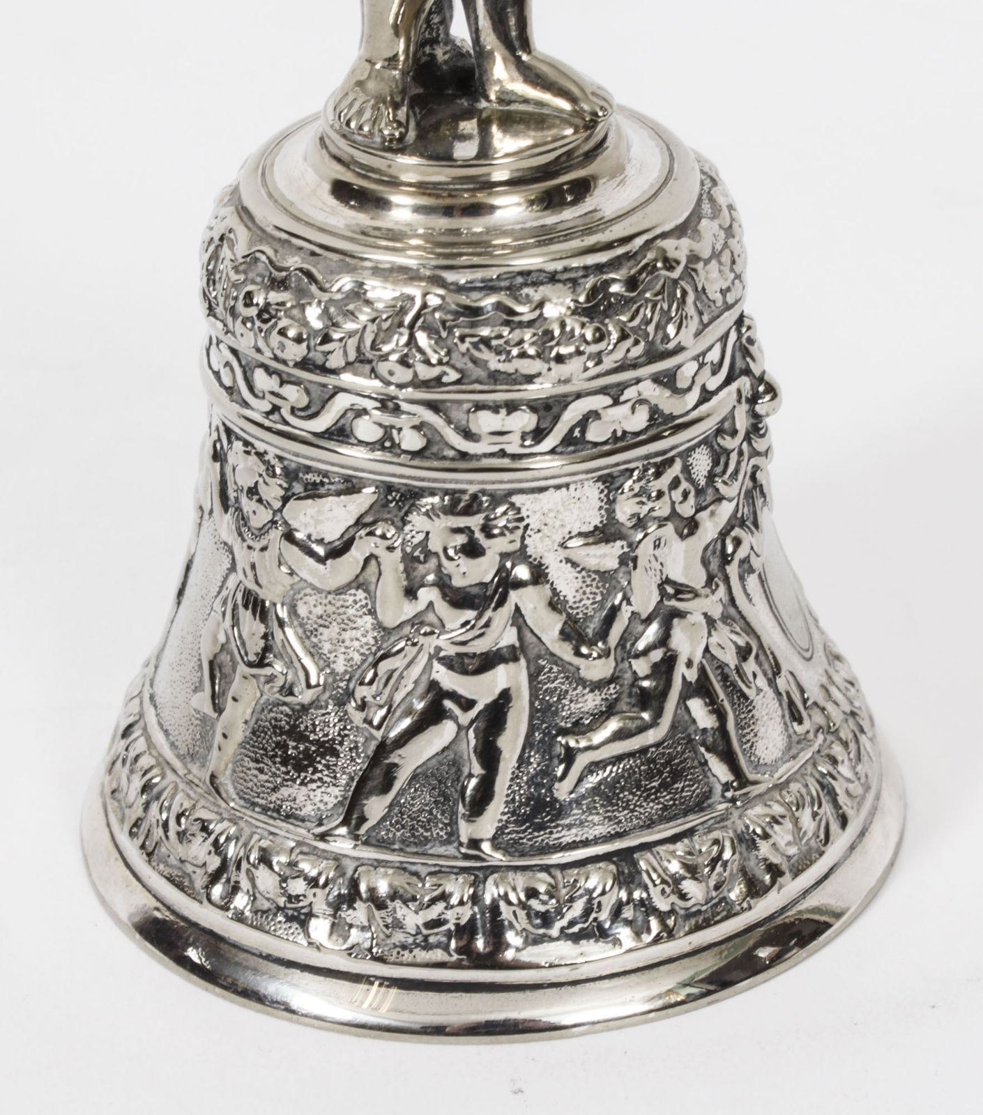325.0 Antique Silver Plated Hand  Bell Renaissance Revival 19th Century photo