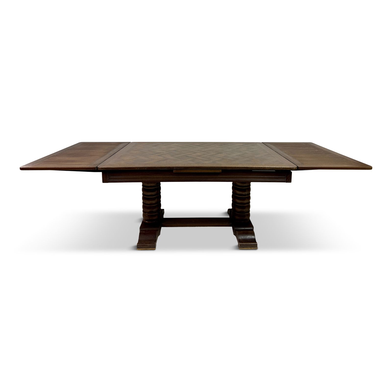 1930s French Oak Extending Dining Table With Turned Bobbin Legs photo for sale