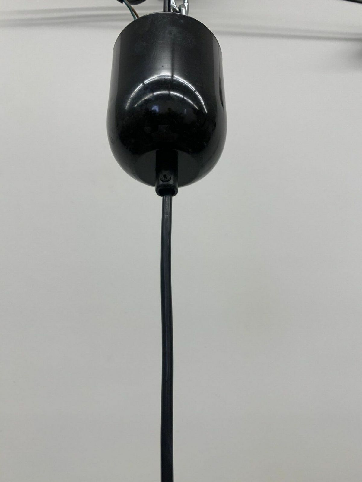 Vintage Plastic Meblo Guzzini Black Trumpet Hanging Lamp , 1980’s photo 239.0
