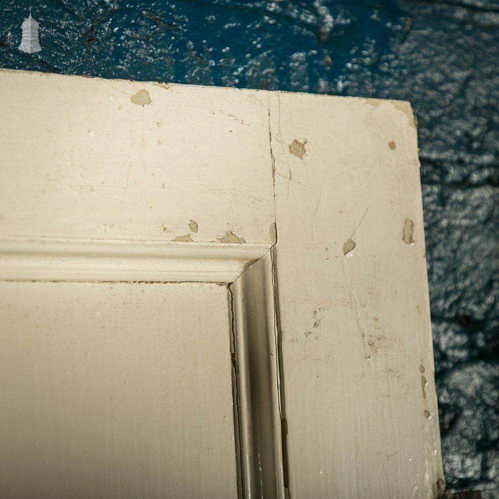 photo for sale Pine Panelled Doors, Pair Of 19th C 2 Panel White Painted Cupboard Doors