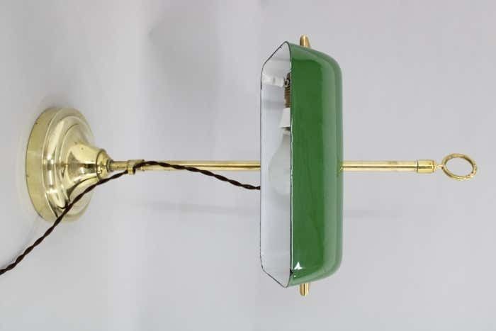 1930s Art Deco Brass Banker Table Lamp, Czechoslovakia photo furniture