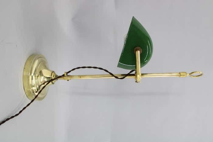 1930s Art Deco Brass Banker Table Lamp, Czechoslovakia photo for sale