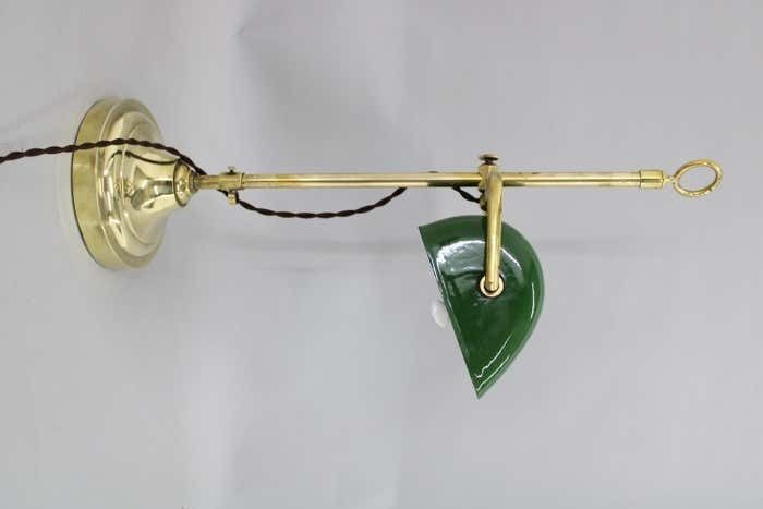 1930s Art Deco Brass Banker Table Lamp, Czechoslovakia photo 673.0