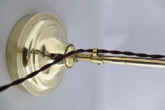 photo for sale 1930s Art Deco Brass Banker Table Lamp, Czechoslovakia