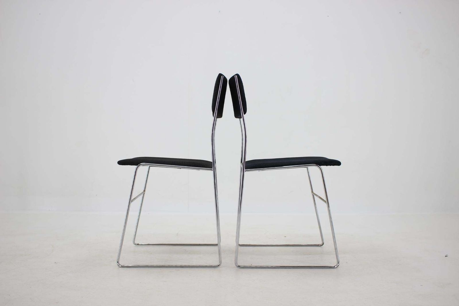 1970s Set Of Four Minimalist Chrome Plated Dining Chairs, Czechoslovakia photo 735.0