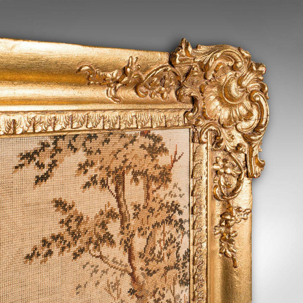Antique Framed Tapestry, Continental, Needlepoint, Giltwood, Panel, Victorian photo buy