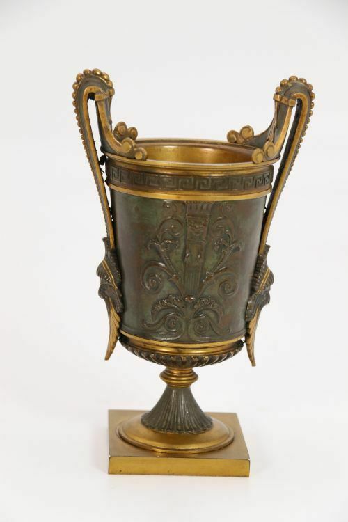 Empire Period Bronze And Ormolu Grecian Style Pair Of Classical Urns Circa 1830 photo vintage