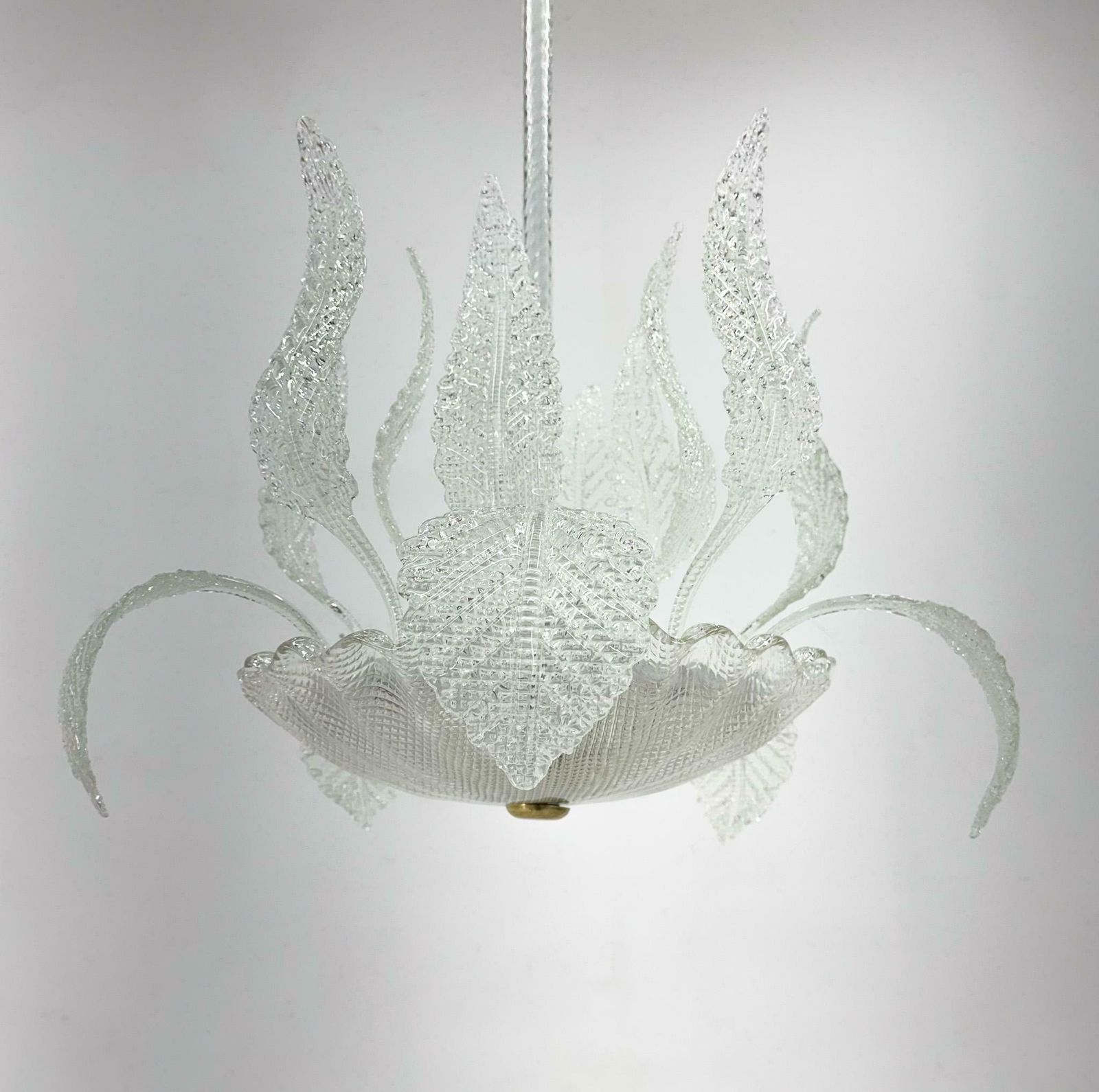 1950's Barovier & Toso Murano Glass And Brass Chandelier photo 3413.0