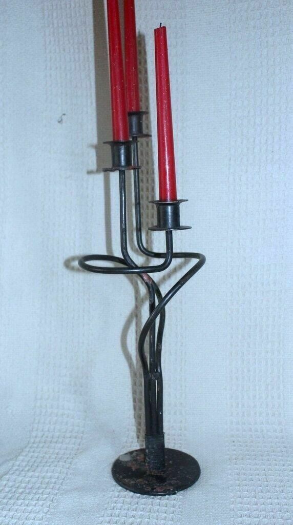 Antique Unique Wrought Iron Candle Holder Chateau Design Triple Candle Handmade photo Home Decor