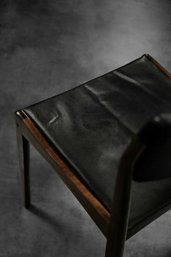 Mid Century Scandinavian Modern Rosewood & Black Leather Chairs By H.W. Klein For Bramin, 1960s, Set Of 3 photo vintage