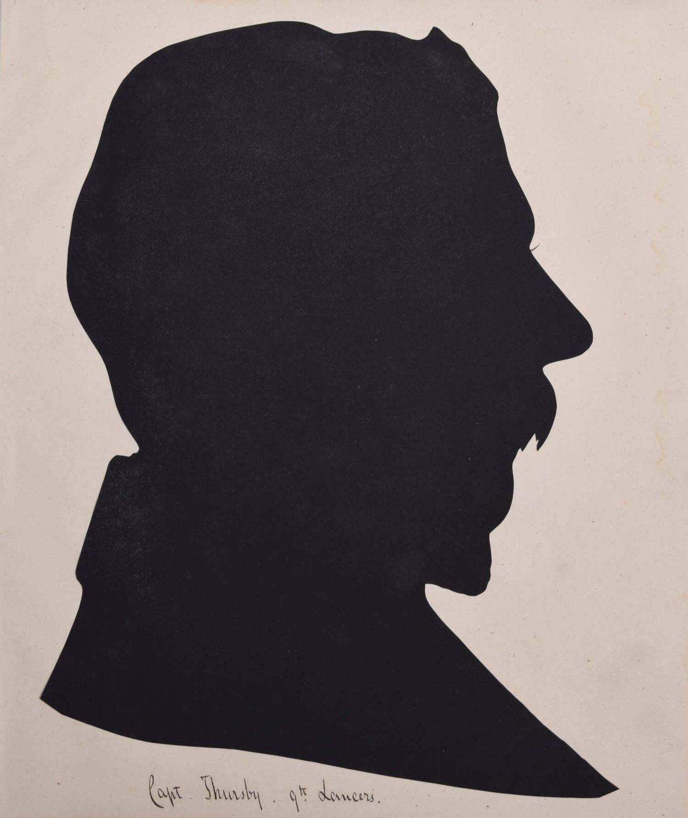 Unknown Nineteenth Century Silhouette Of A Gentleman: Captain Piers Thursby, 9th Lancers  Circa 1870
