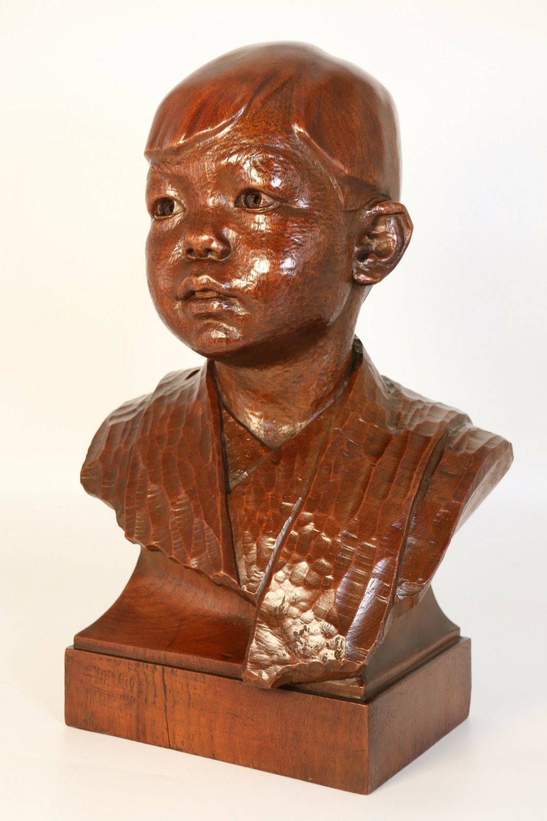 A Fine Carved Life Size Walnut Sculpture Bust Of An Oriental Boy By George Henry Paulin, Scottish (1888 – 1962) photo Art