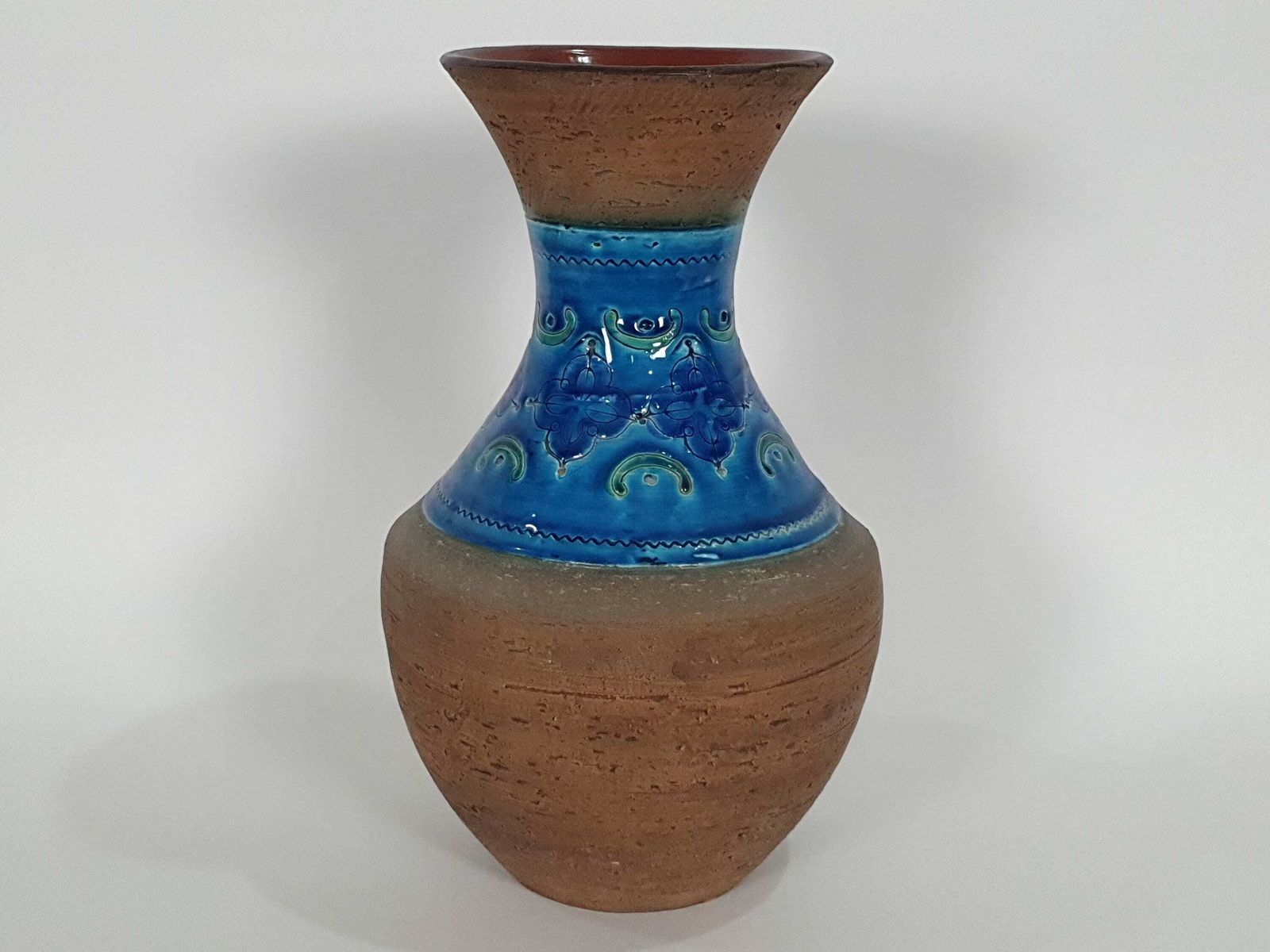 Large Italian Ceramic Vase By Aldo Londi For Bitossi, Carta Fiorentina Decor, 30cm, 1960's photo furniture
