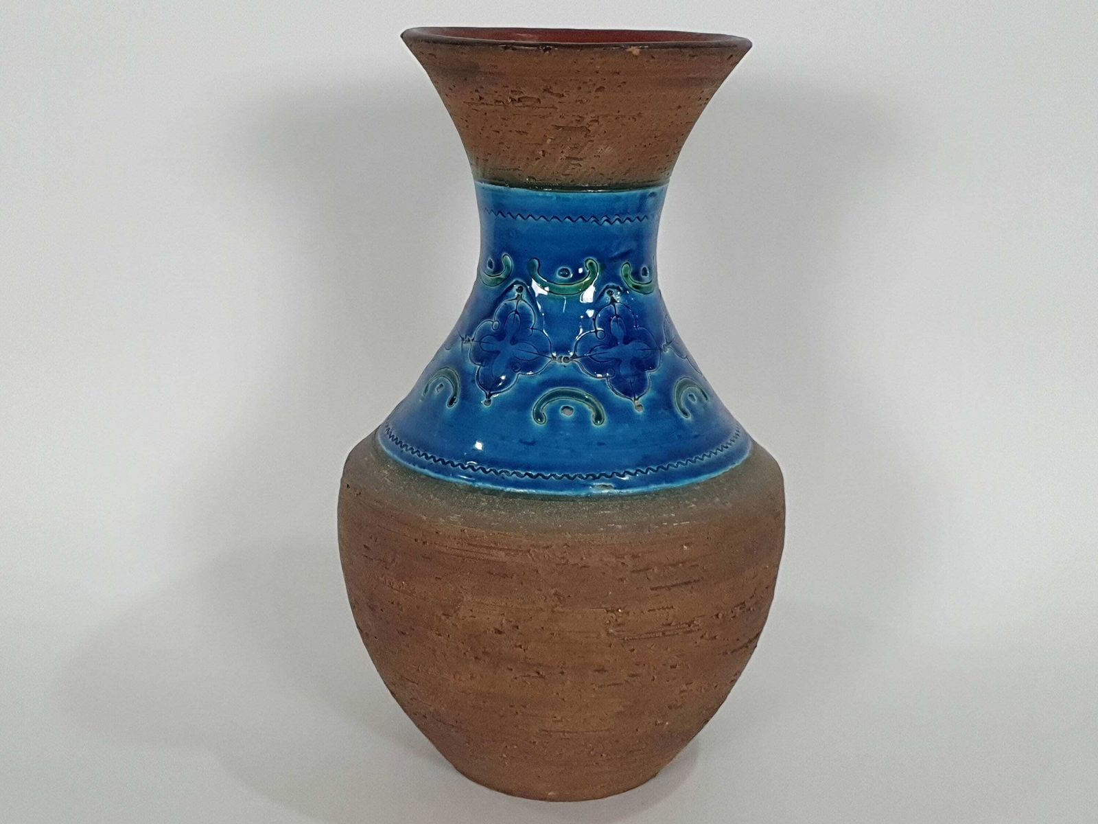 Large Italian Ceramic Vase By Aldo Londi For Bitossi, Carta Fiorentina Decor, 30cm, 1960's photo for sale