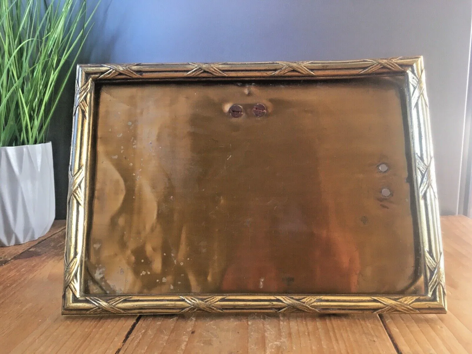 Antique C1900 French Bamboo Effect Regency Gilt Brass Easel Picture Photo Frame photo for sale