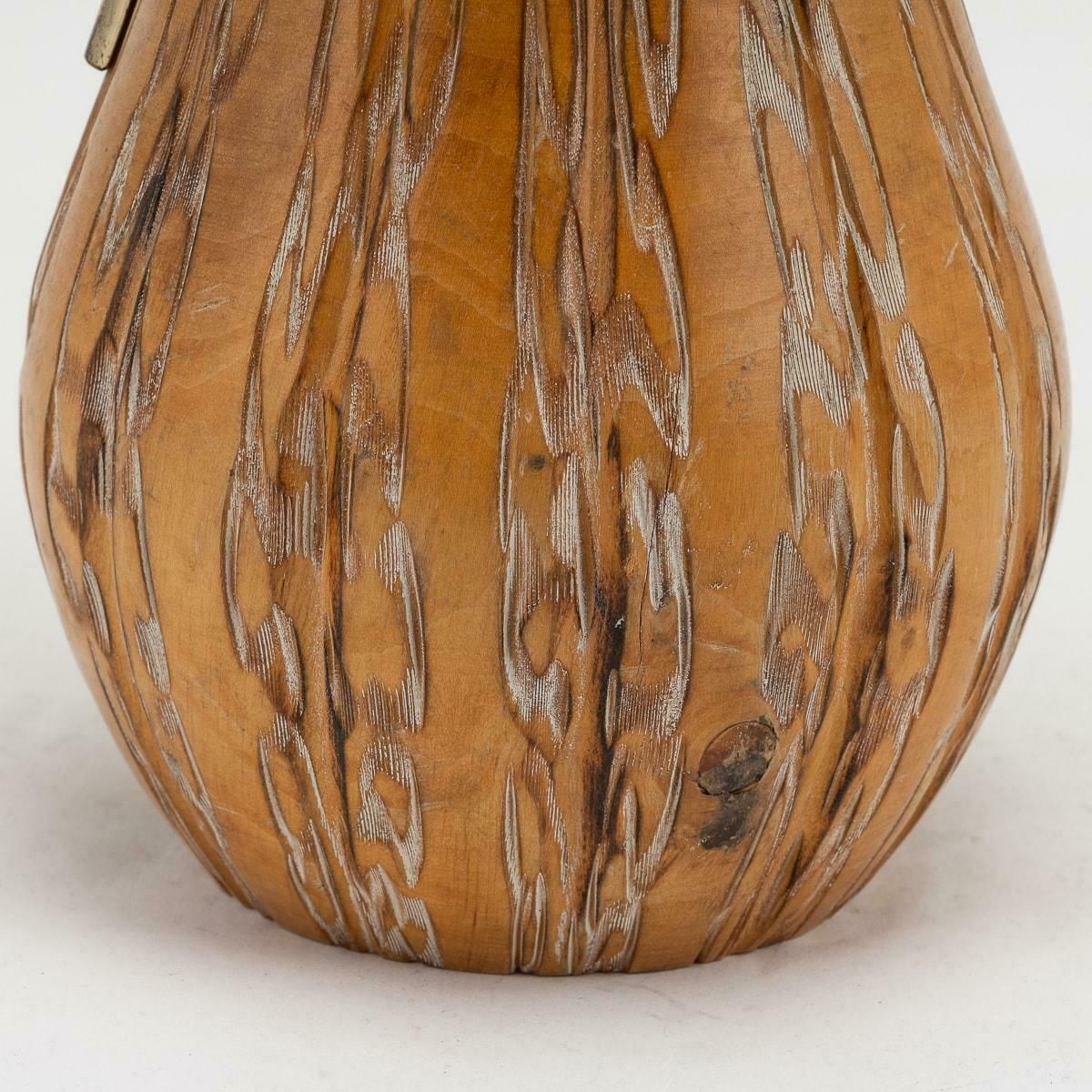 photo furniture 20th Century Italian Carved Wood Flask By Aldo Tura For Macabo C.1960