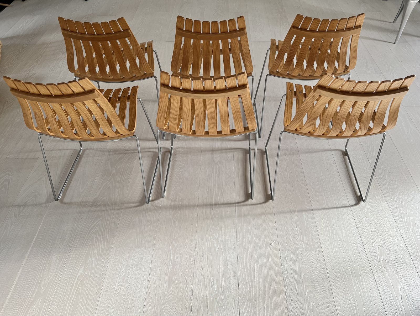Scandia Junior Oak Dining Chairs X6 photo vintage