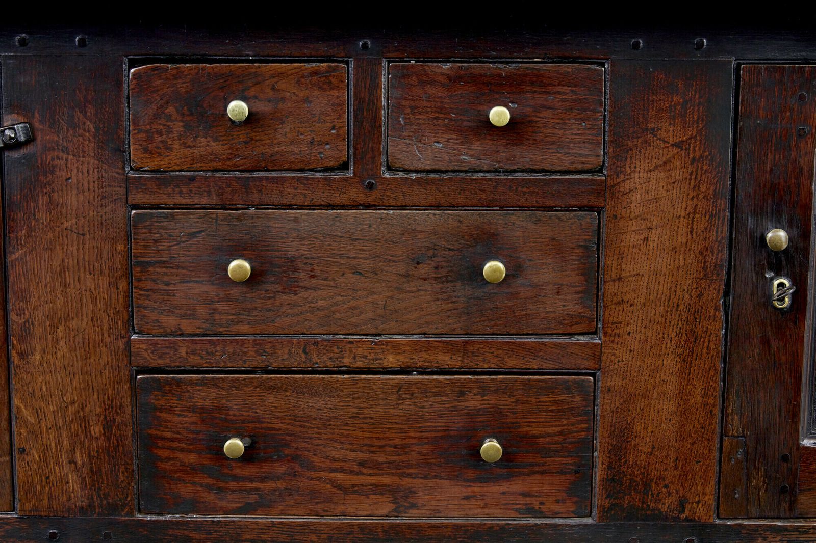 17th Century Welsh Carved Oak Court Cupboard photo vintage