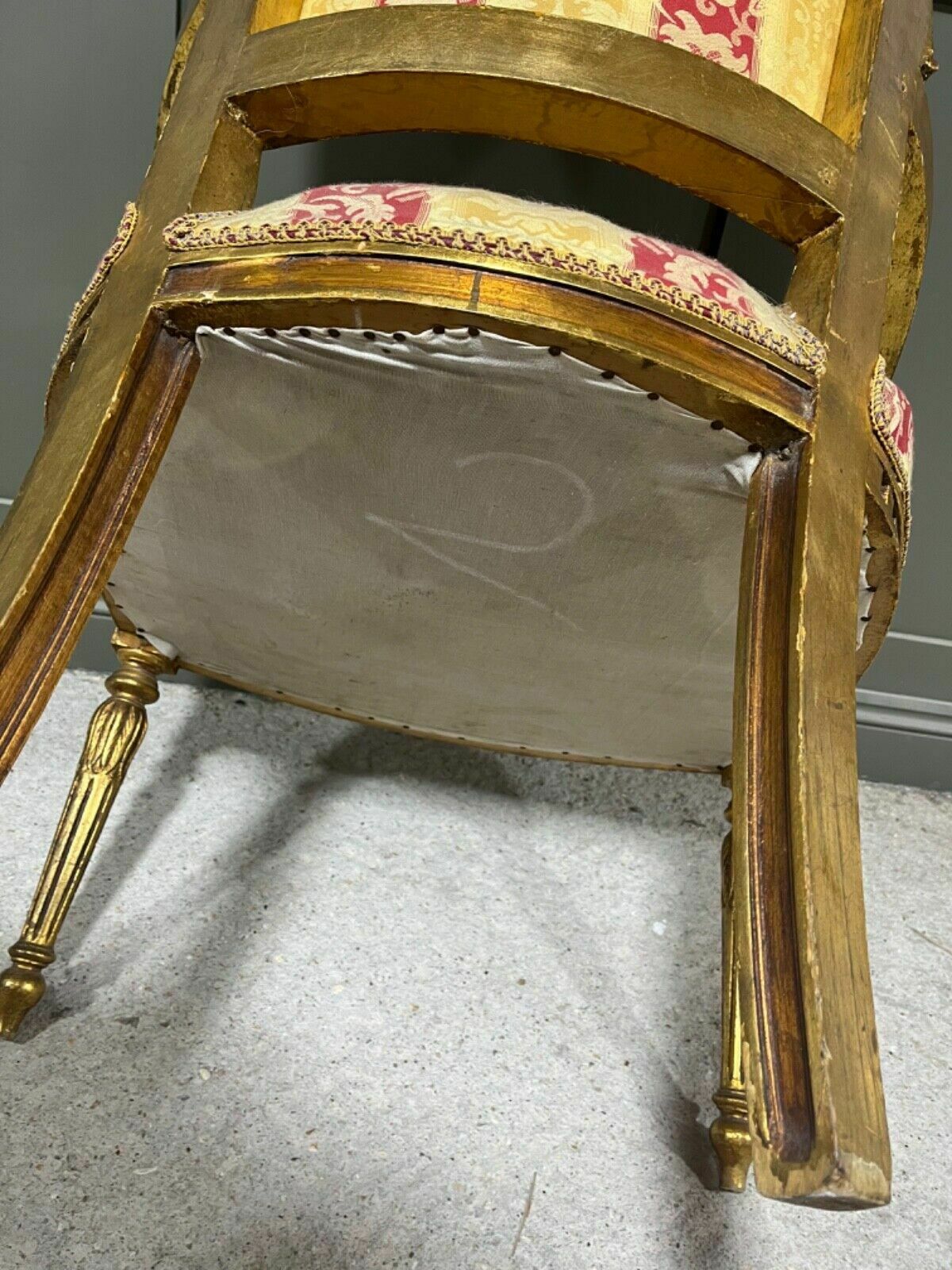 photo for sale French Salon Chair Antique Style Armchair Carved Gilt Wood Frame