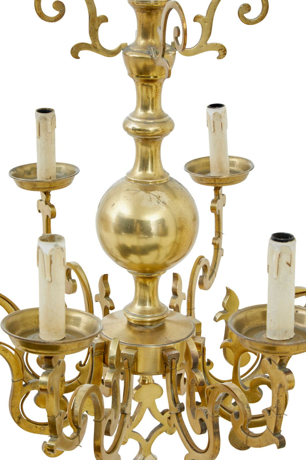 Large Early 20th Century 8 Arm Brass Chandelier photo 1645.0