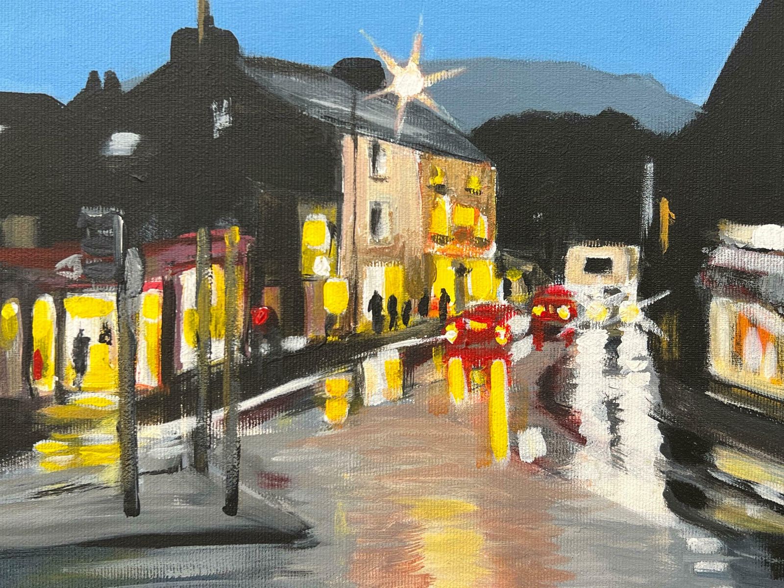 Angela Wakefield Painting Of Ambleside In Lake District England At Night By English Urban Artist photo vinterior