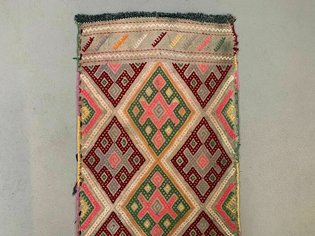 Vintage Turkish Mini Kilim 88x44 Cm Wool Small Kelim Runner, Shabby Chic photo 135.0