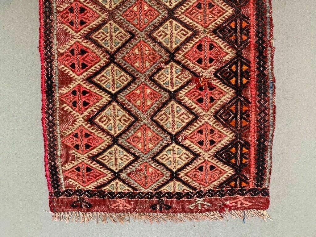 Vintage Turkish Mini Kilim 76x44 Cm Wool Small Kelim Runner, Shabby Chic photo 165.0