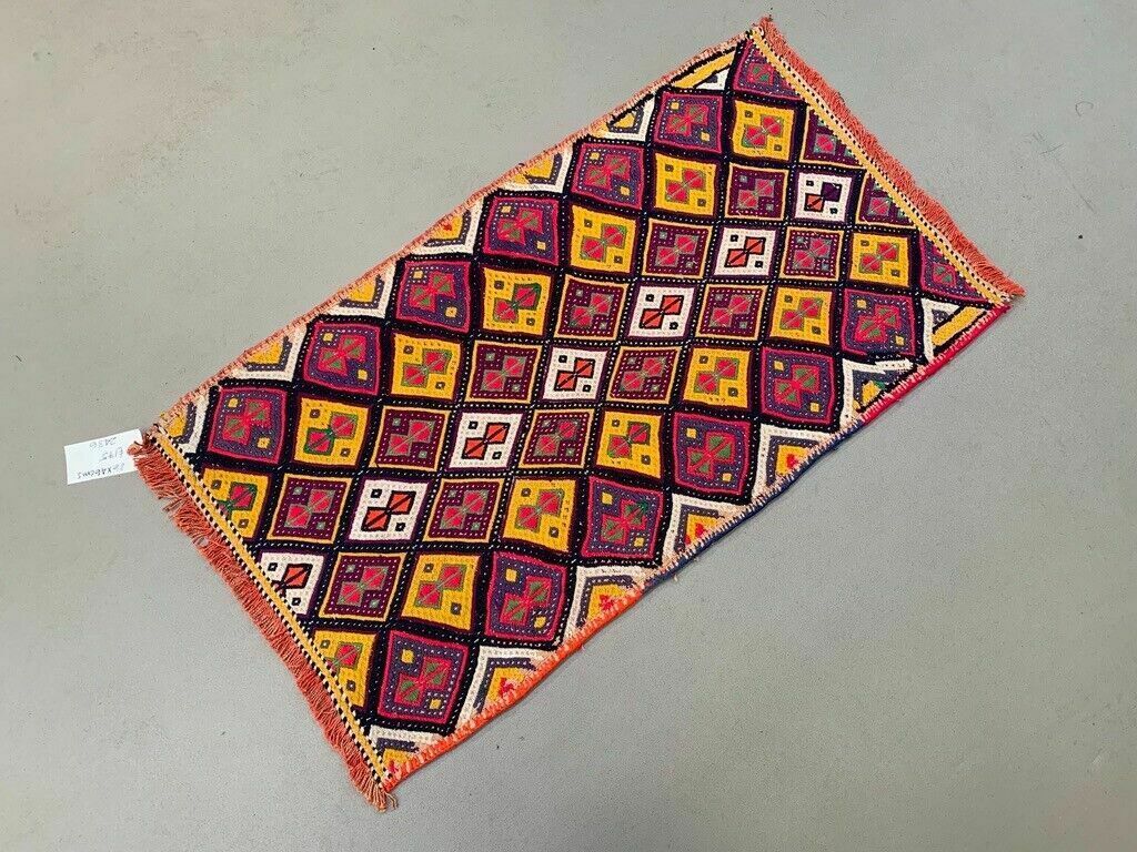 Vintage Turkish Mini Kilim 86x46 Cm Wool Small Kelim Runner, Shabby Chic photo for sale