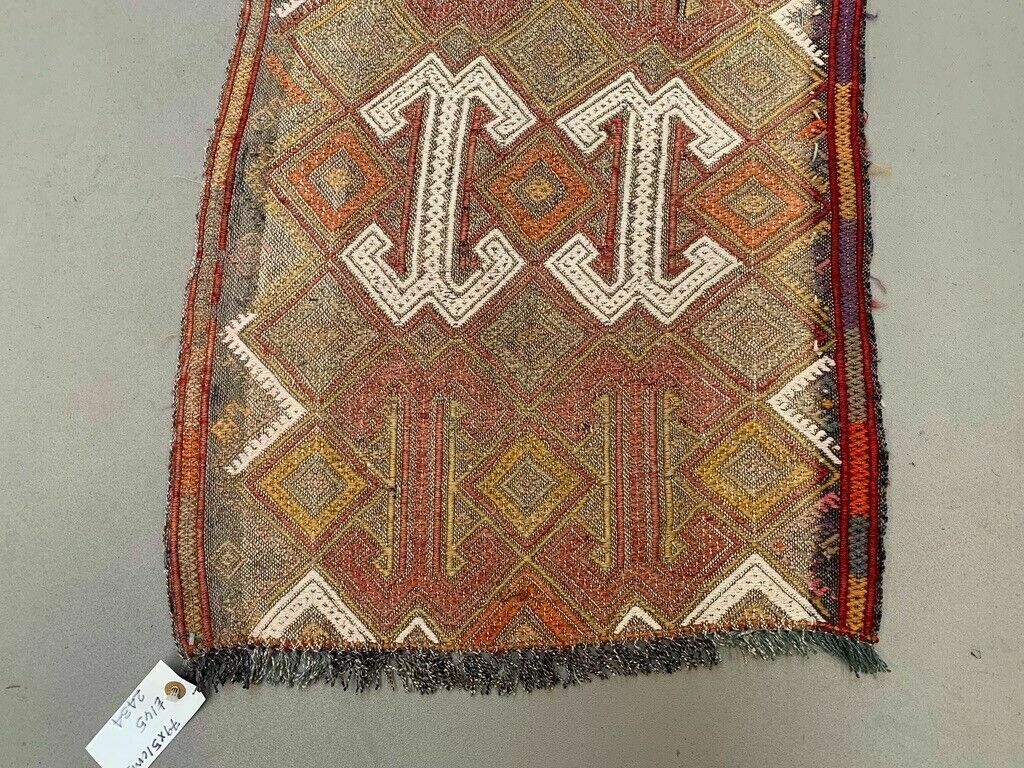 Vintage Turkish Mini Kilim 79x51 Cm Wool Small Kelim Runner, Shabby Chic photo Textiles