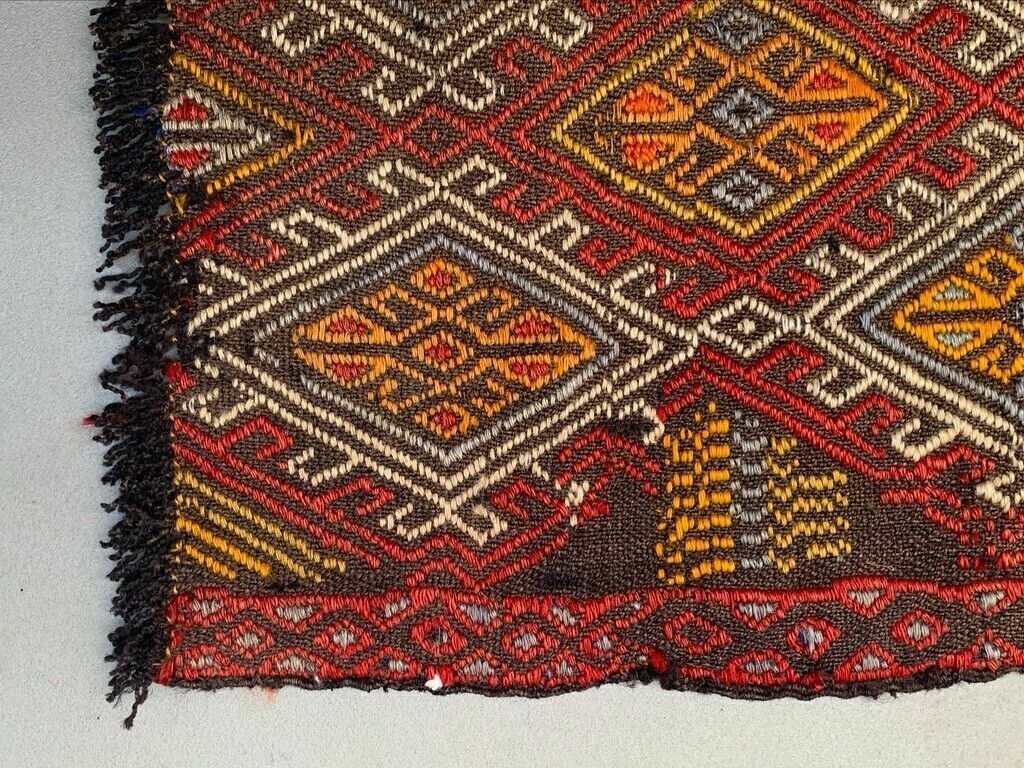Vintage Turkish Mini Kilim 86x55 Cm Wool Small Kelim Runner, Shabby Chic photo vinterior