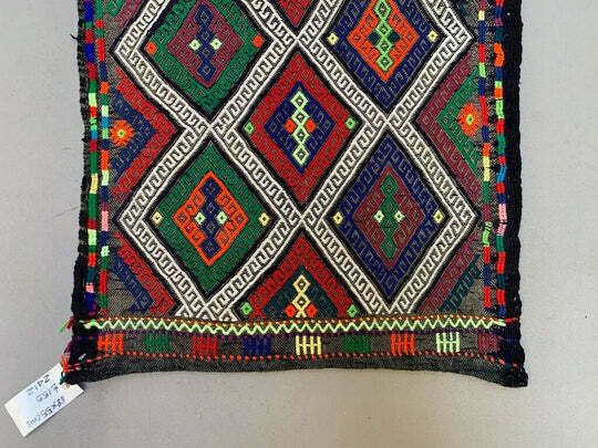 Vintage Turkish Mini Kilim 88x55 Cm Wool Small Kelim Runner, Shabby Chic photo Textiles
