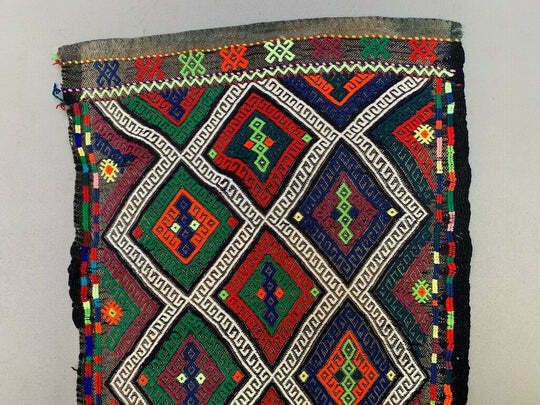 Vintage Turkish Mini Kilim 88x55 Cm Wool Small Kelim Runner, Shabby Chic photo 155.0