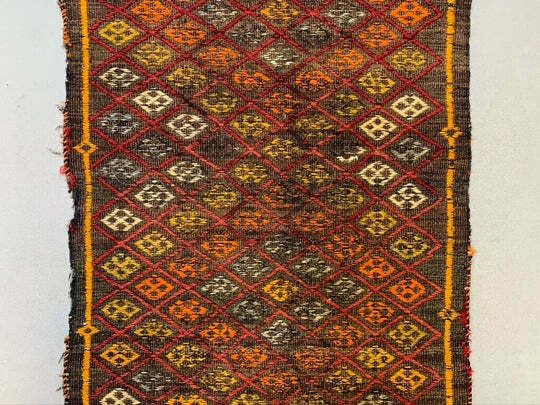 Vintage Turkish Mini Kilim 99x52 Cm Wool Small Kelim Runner, Shabby Chic photo 135.0
