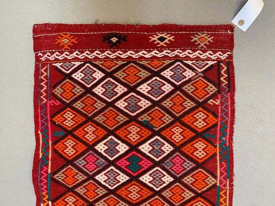 Vintage Turkish Mini Kilim 83x49 Cm Wool Small Kelim Runner, Shabby Chic photo Textiles