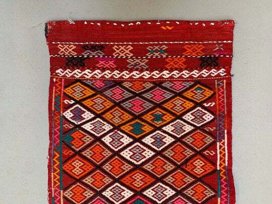 Vintage Turkish Mini Kilim 83x49 Cm Wool Small Kelim Runner, Shabby Chic photo 165.0