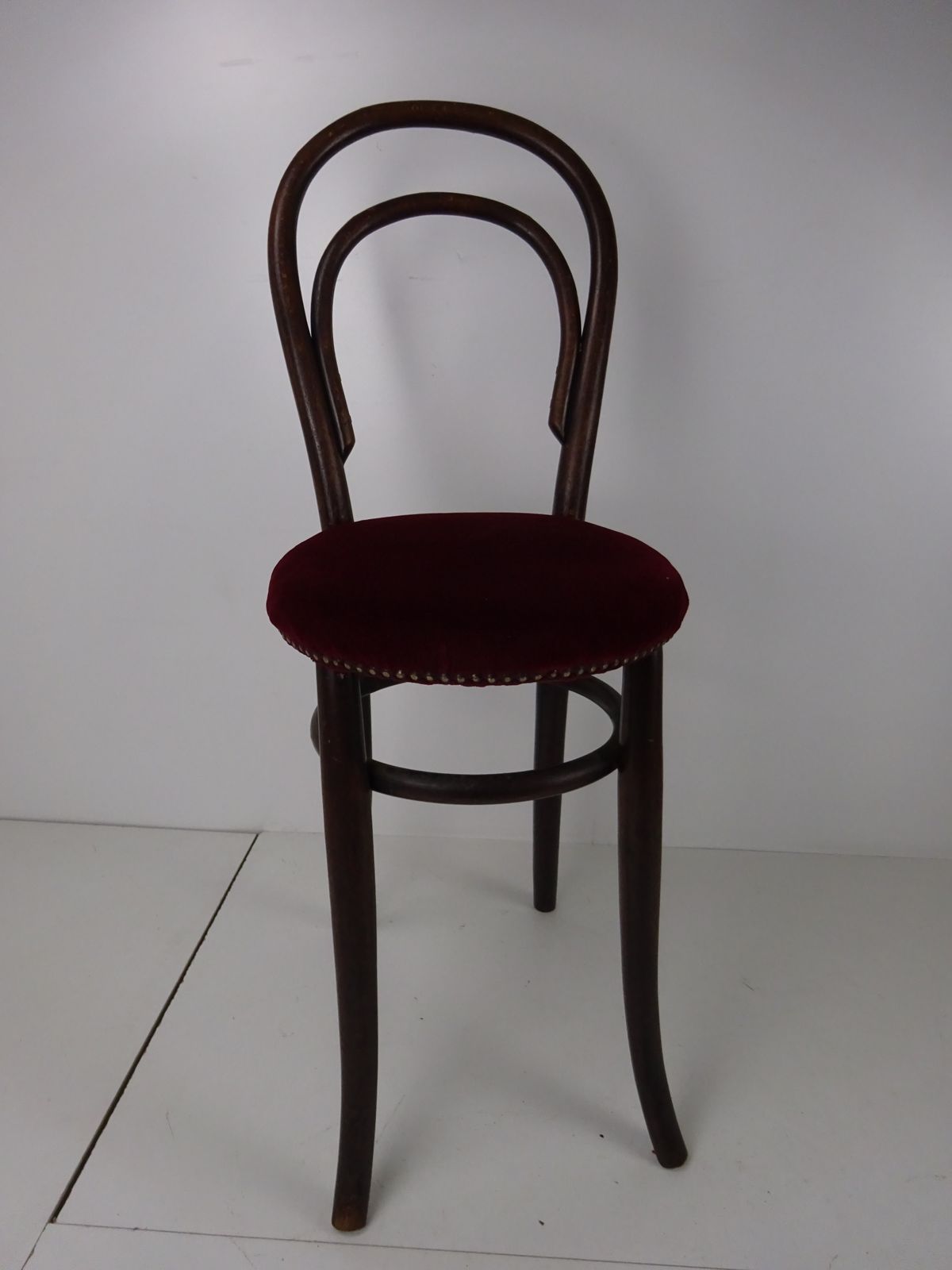 Upholstered Thonet Style High Bentwood Bistro Chair/Barstool